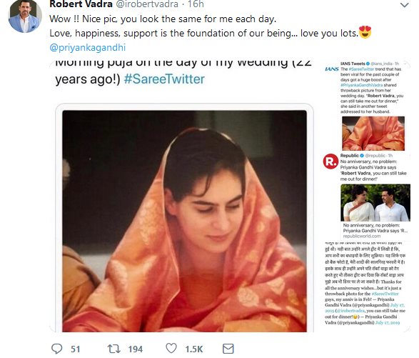 Priyanka Gandhi's 'Dinner Date' Nudge To Robert Vadra On Twitter