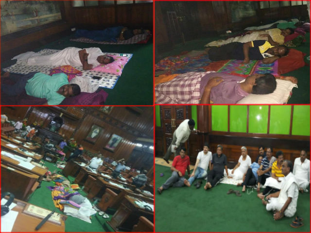 BJP MLAs are sleeping on the floor of Karnataka Assembly