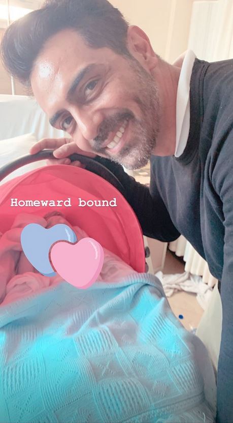 Arjun Rampal with his newlyborn