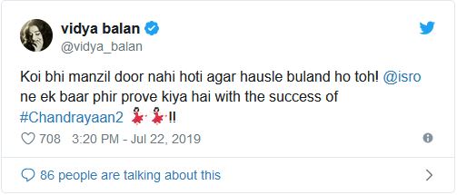 Bollywood celebrity congratulate ISRO