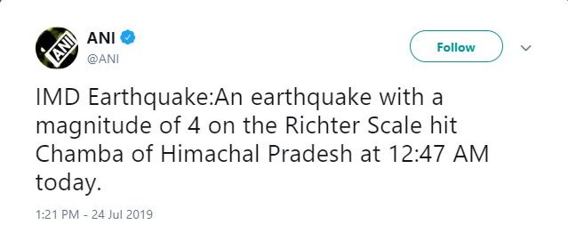 earthquake in Chamba