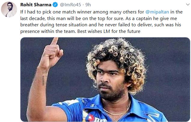 Rohit tweets on malinga