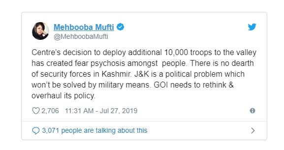 mehbooba against central govt decision