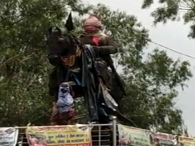 Karni sena protested for inauguration of maharana pratap statue in bhind