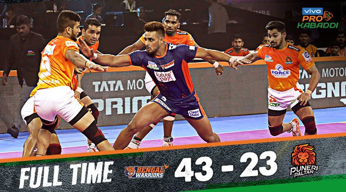 bengal warriors beat Puneri Paltan