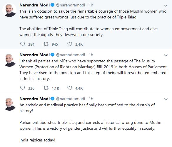 Modi on triple talaq bill passage