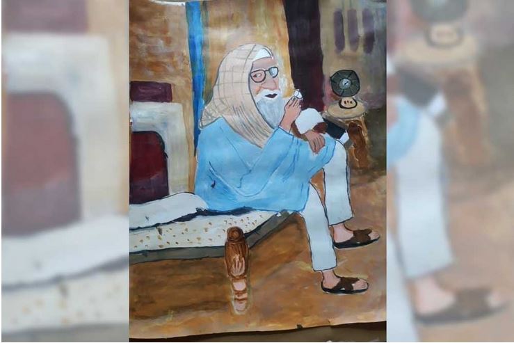 The disabled fan made a painting of Amitabh with his feet