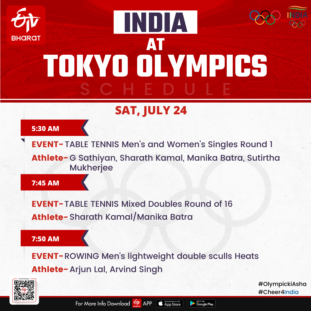 Day 2 schedule of Indian athletes