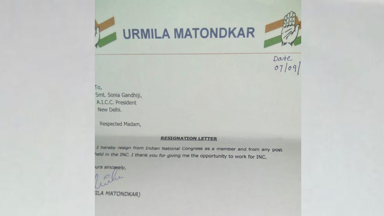 Urmila Matondkar quits Congress