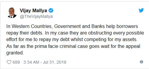 vijay mallya twitte