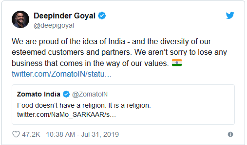 Zomato user cancels order