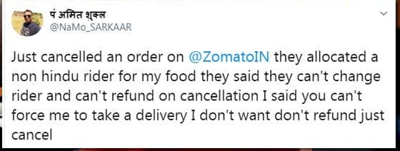 Zomato user cancels order