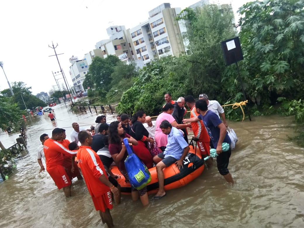 NDRF rescuing people affected in flood