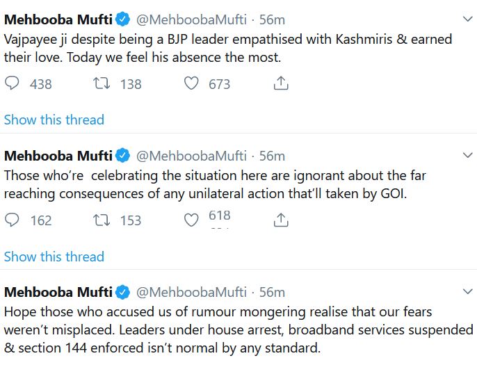 mehbooba on kashmir