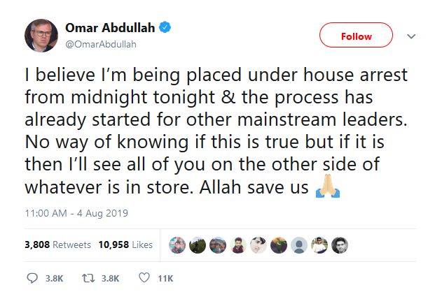 omar abdullah on kashmir