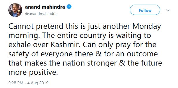 Anand Mahindra's tweet