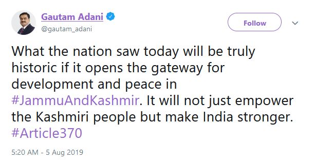 Gautam Adani's tweet