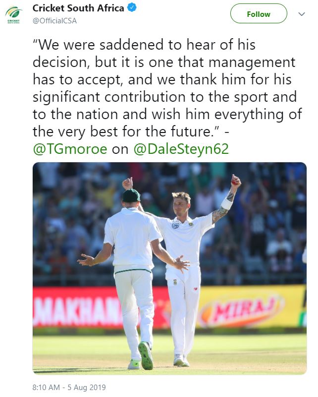 dale steyn retired from test cricket