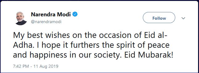 India celebrates Eid-Al-Adha, PM Modi wishes nation on Eid al-Adha