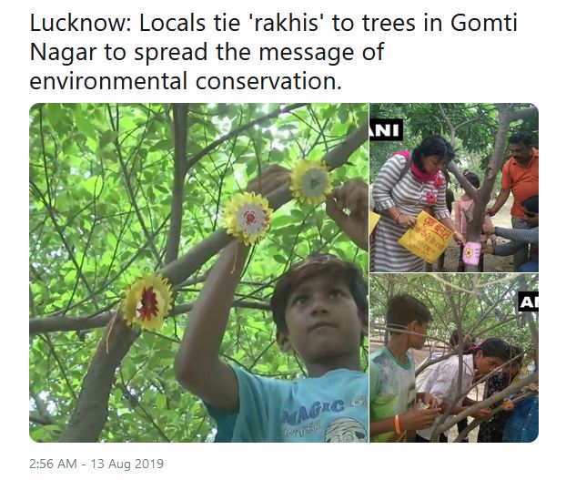 Locals tie 'rakhis' to trees