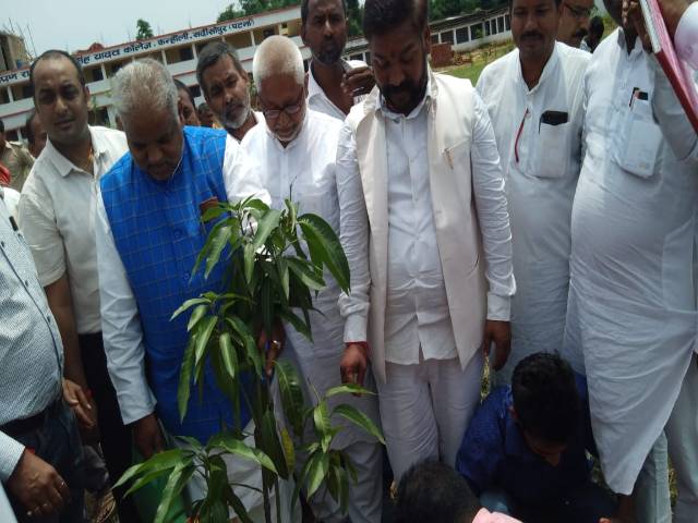 Minister Shravan Kumar planting trees