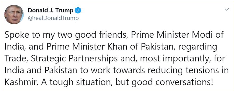 trumps tweet etv bharat