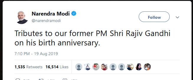 PM pays tributes to Rajiv Gandhi on his birth anniversary