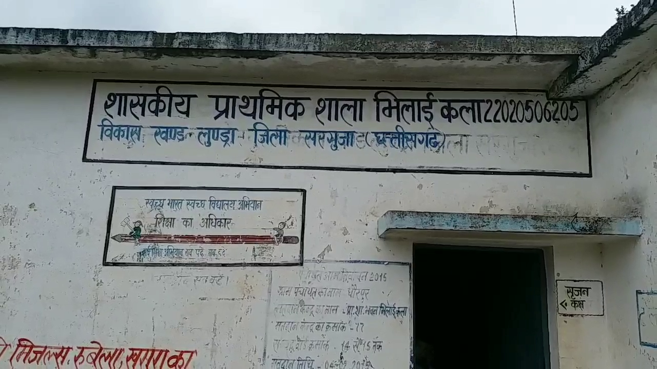 students studying in bad condition of school in ambikapur