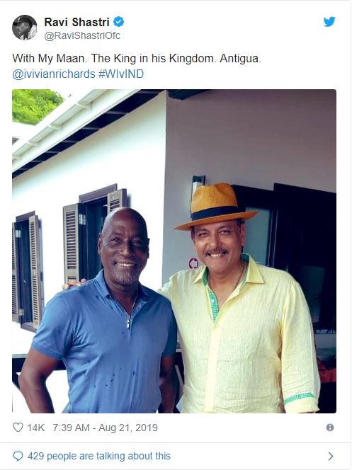 ravi Shastri, viv Richards, Twitter