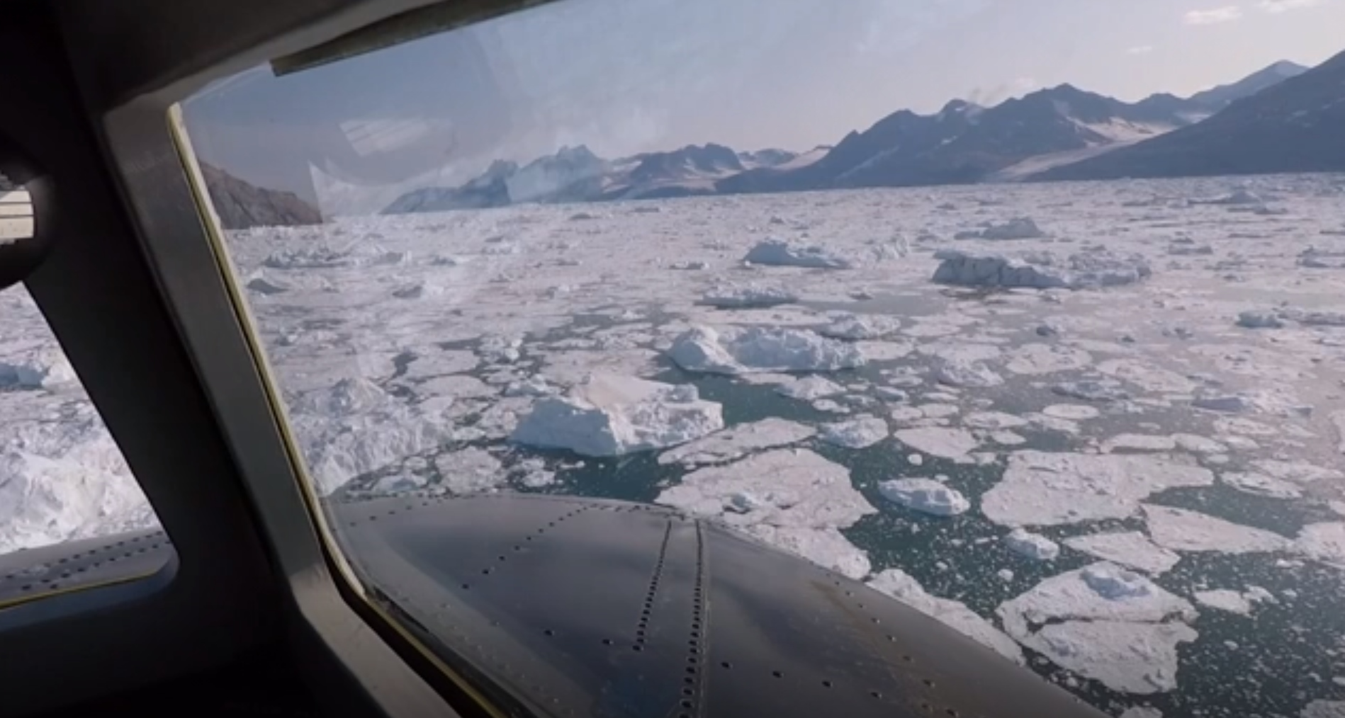 Visuals of Kangerlussuaq Glacier of Greenland from World War 2 plane DC-3 on last Wednesday