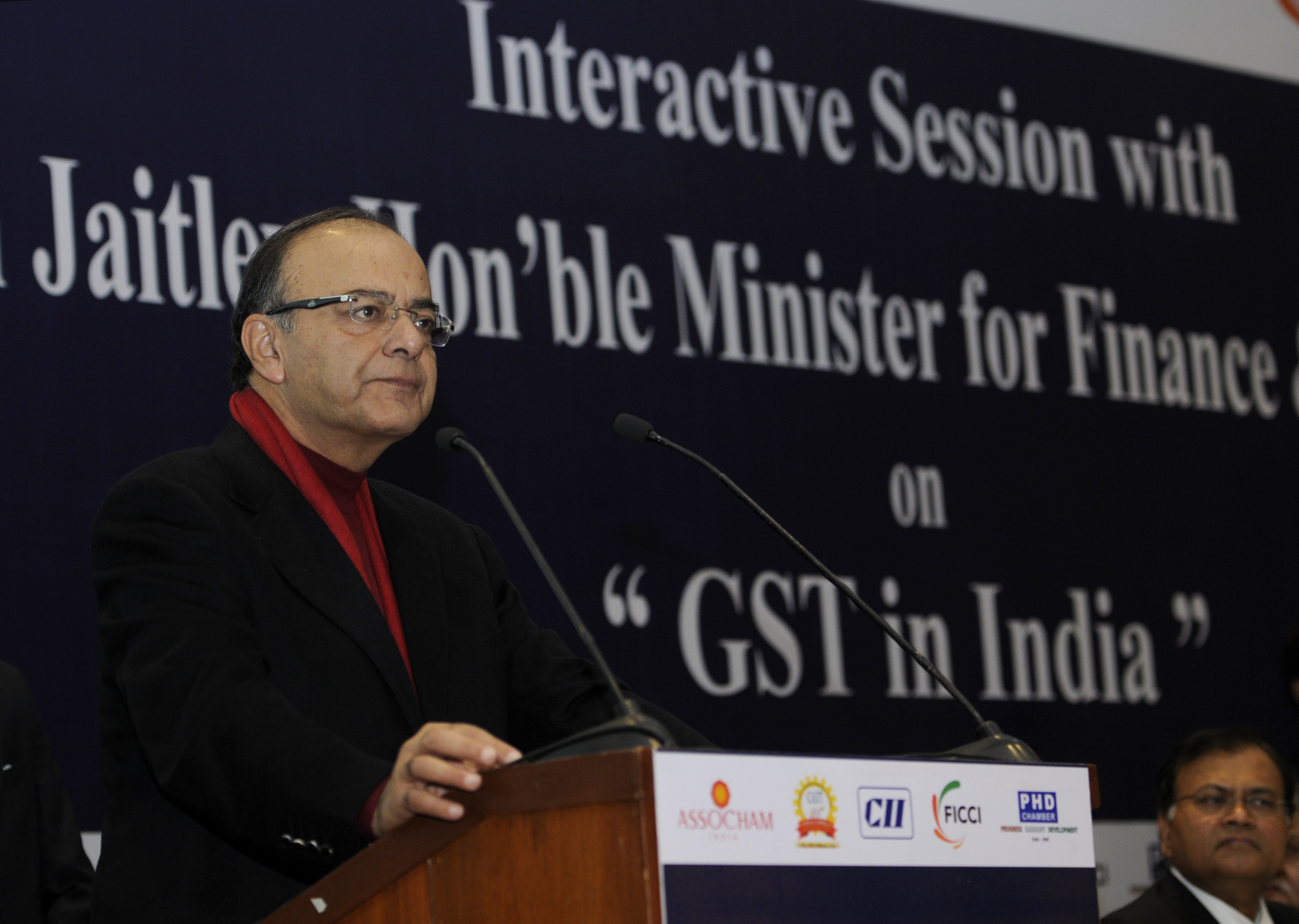 Arun Jaitley at an interactive session on GST held on 16 December 2015