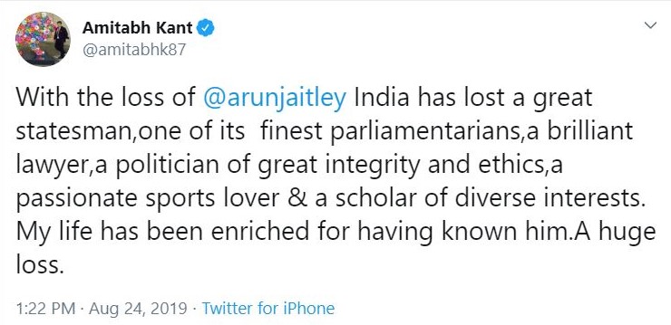 Amitabh Kant's tweet