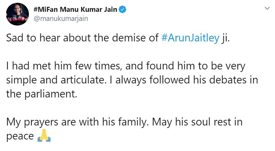 Manu Kumar Jain's tweet