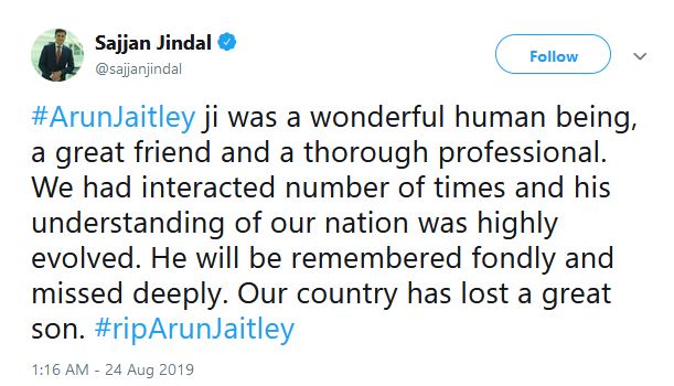 Sajjan Jindal's tweet