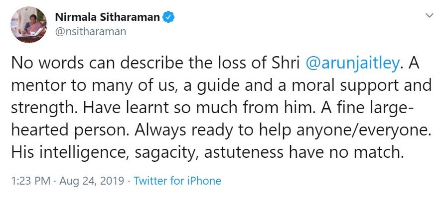 Nirmala Sitharaman's tweet