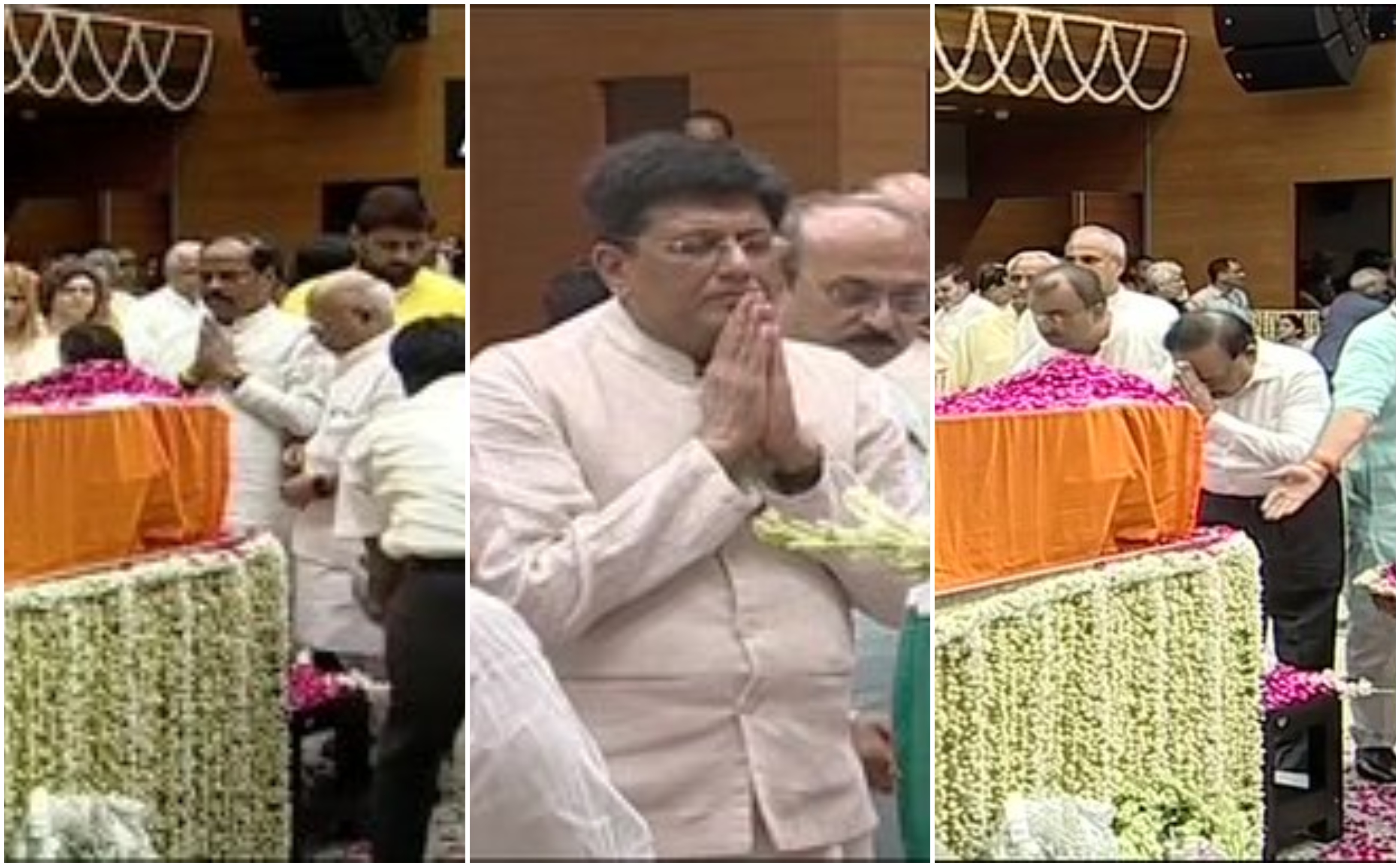 Union Ministers Harsh Vardhan, Piyush Goyal and Jharkhand CM Raghubar Das pay their last respects