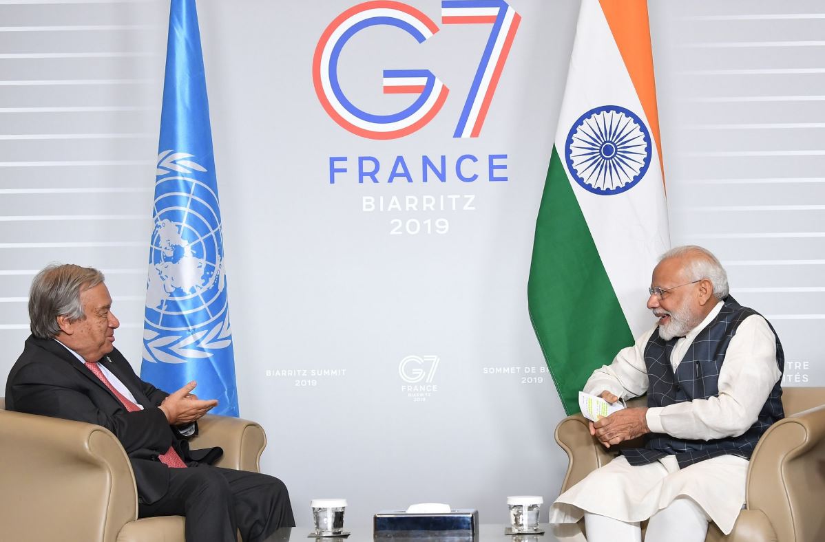 Etv Bharat, PM Modi, UN chief Antonio Gutarais, G-7 Meeting