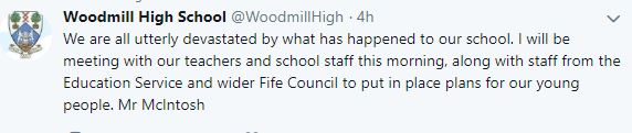 fire accident at woodmill high shool locate in scottland