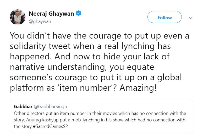 Criticism of lynching scene of Sacred Games 2