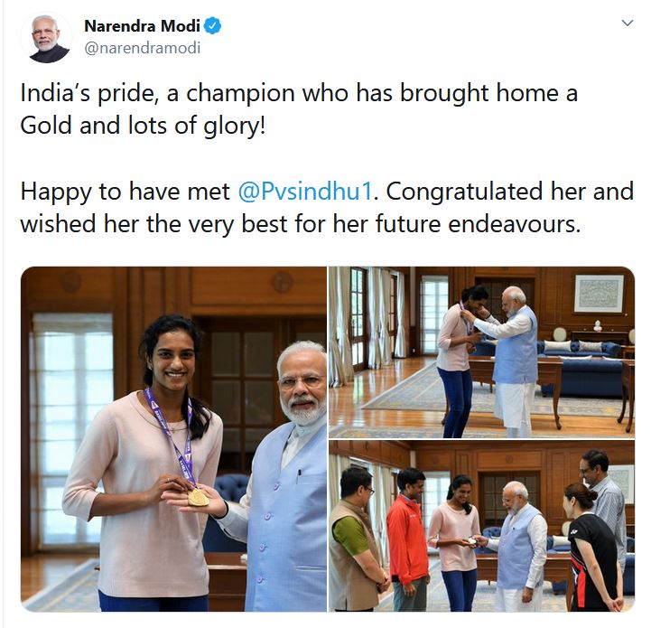 PM Narendra Modi meets PV Sindhu