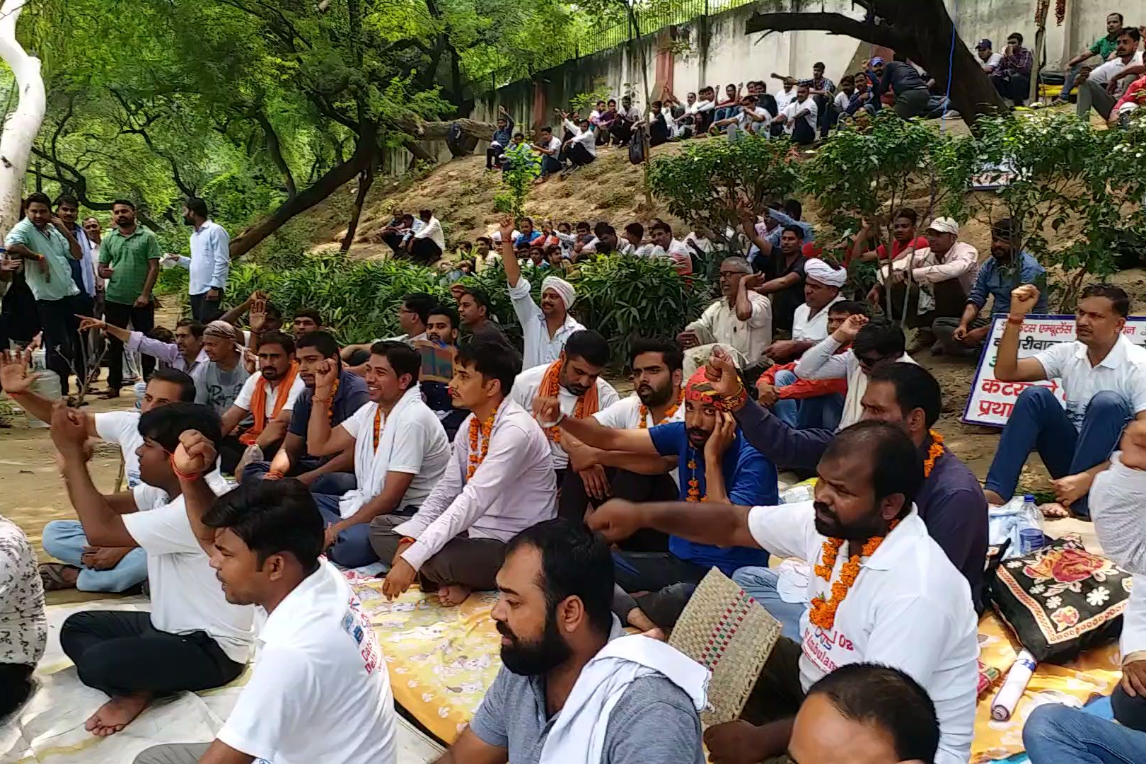 CATS employees protest outside Arvind Kejriwal residence in delhi