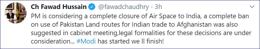 pak-to-ban-airspace-for-india-says-fawad-chaudhry etv bharat