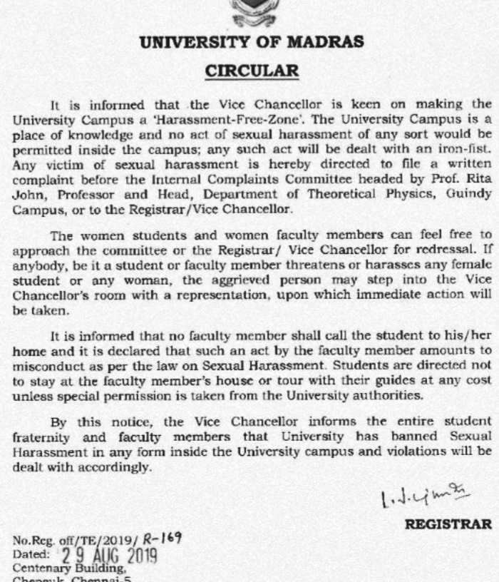 CIRCULAR TO PROFESSORS