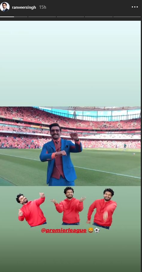 Ranveer poses well with Will Ferrell and Ray Parlour  Ranveer Singh at premiere league  Ranveer with Will Ferrell and Ray Parlour രൺവീർ സിങ്ങ് ഇംഗ്ലീഷ് പ്രീമിയർ ലീഗ്  രൺവീർ സിങ്ങ്