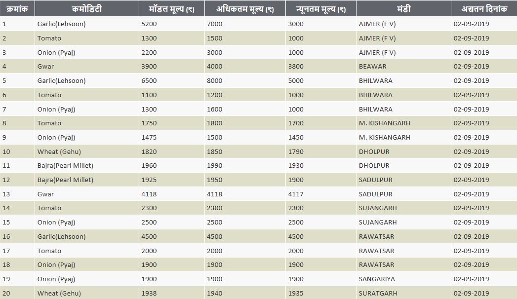 grain market price jaipur, अनाज मंडी भाव जयपुर