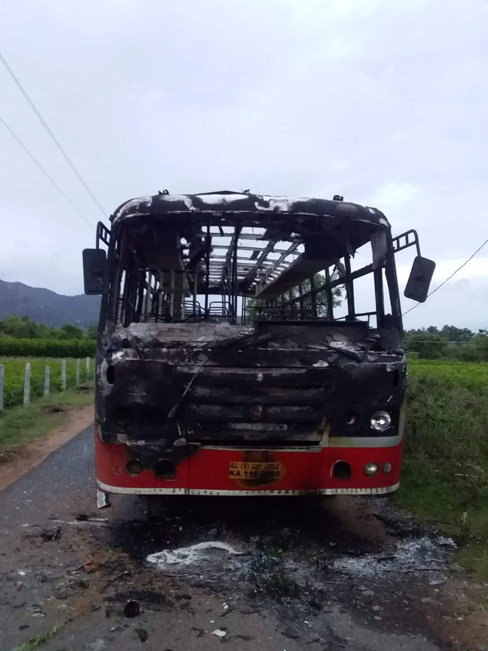 Protesters Set Bus on Fire in Kanakapura