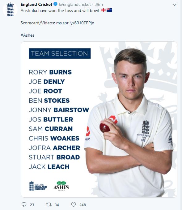England cricket tweet, ENGvsAUS