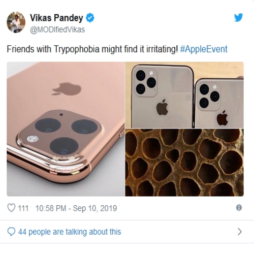 new iPhone 11 Pro camera design  Malala on new iPhone 11 Pro  many trolls triple camera over twitter  trypophobia  மூன்று கேமரா  ஐபோன்11  ஐபோன் 11 ப்ரோ  ஐபோன் ப்ரோ மேக்ஸ்  apple 11  Water Drop / Dew Drop / Tear Drop Displa  தண்ணீர் துளி தொடுதிரை / பனித்துளி தொடுதிரை / கண்ணீர்த் துளி தொடுதிரை  ஐபோன் 11 ப்ரோ