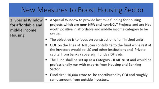 Special window for affordable and middle income housing