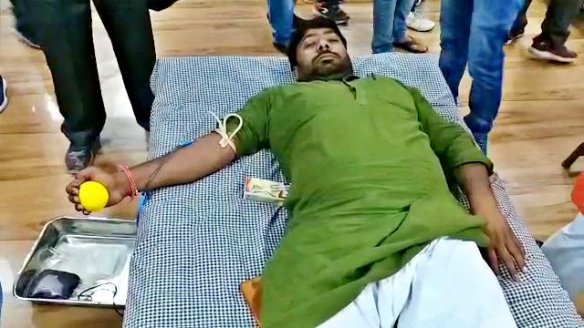 bjp youth wing organised blood donation camp